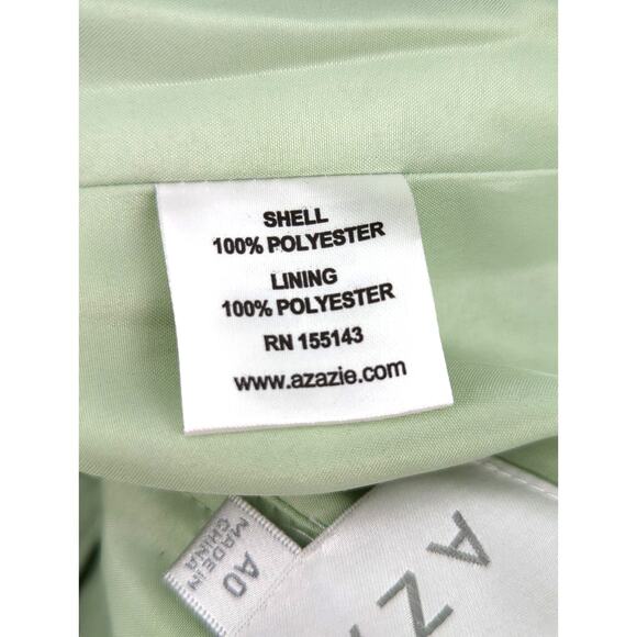 Azazie A-Line Pleated Chiffon Floor-Length Chanel Dress Dusty Sage A0 - Picture 7 of 10